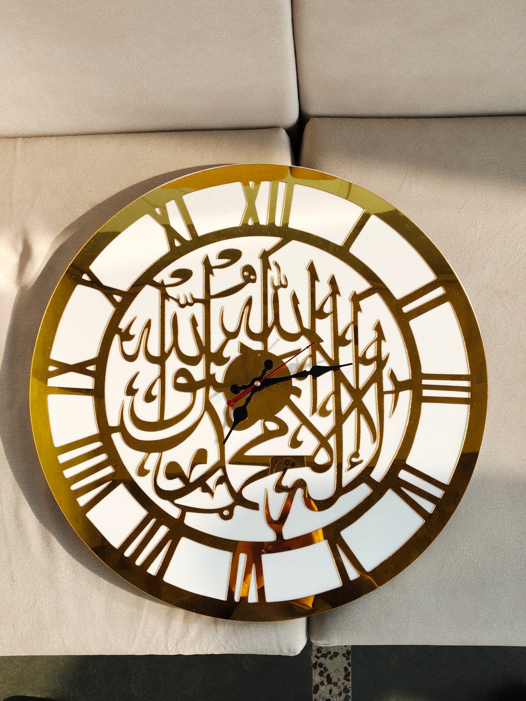 Premium Kalima Calligraphy & Roman Numeral Acrylic Wall Clock