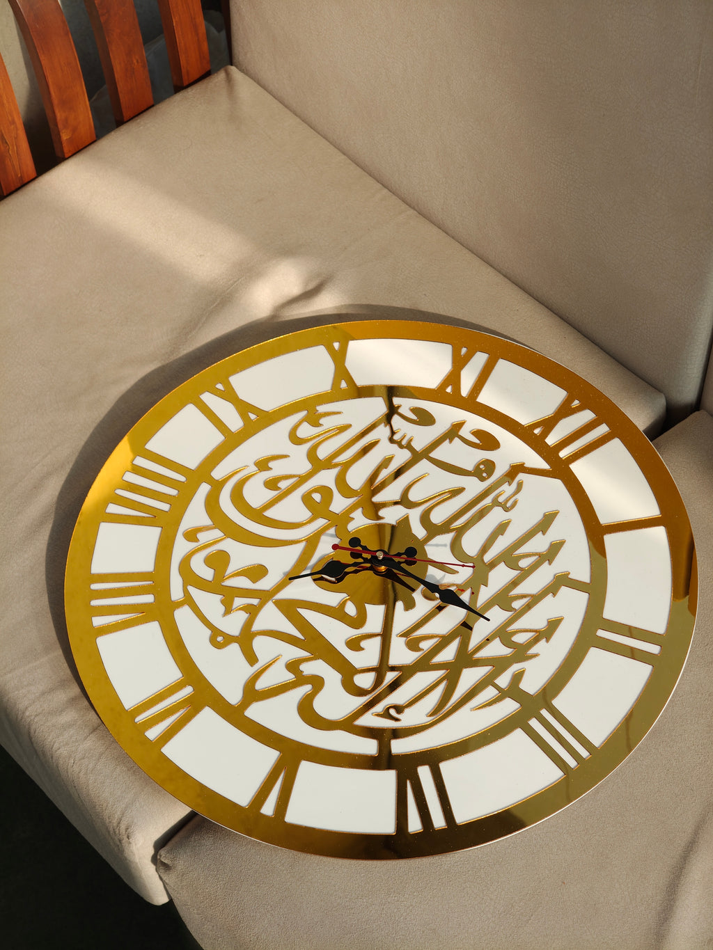 Premium Kalima Calligraphy & Roman Numeral Acrylic Wall Clock