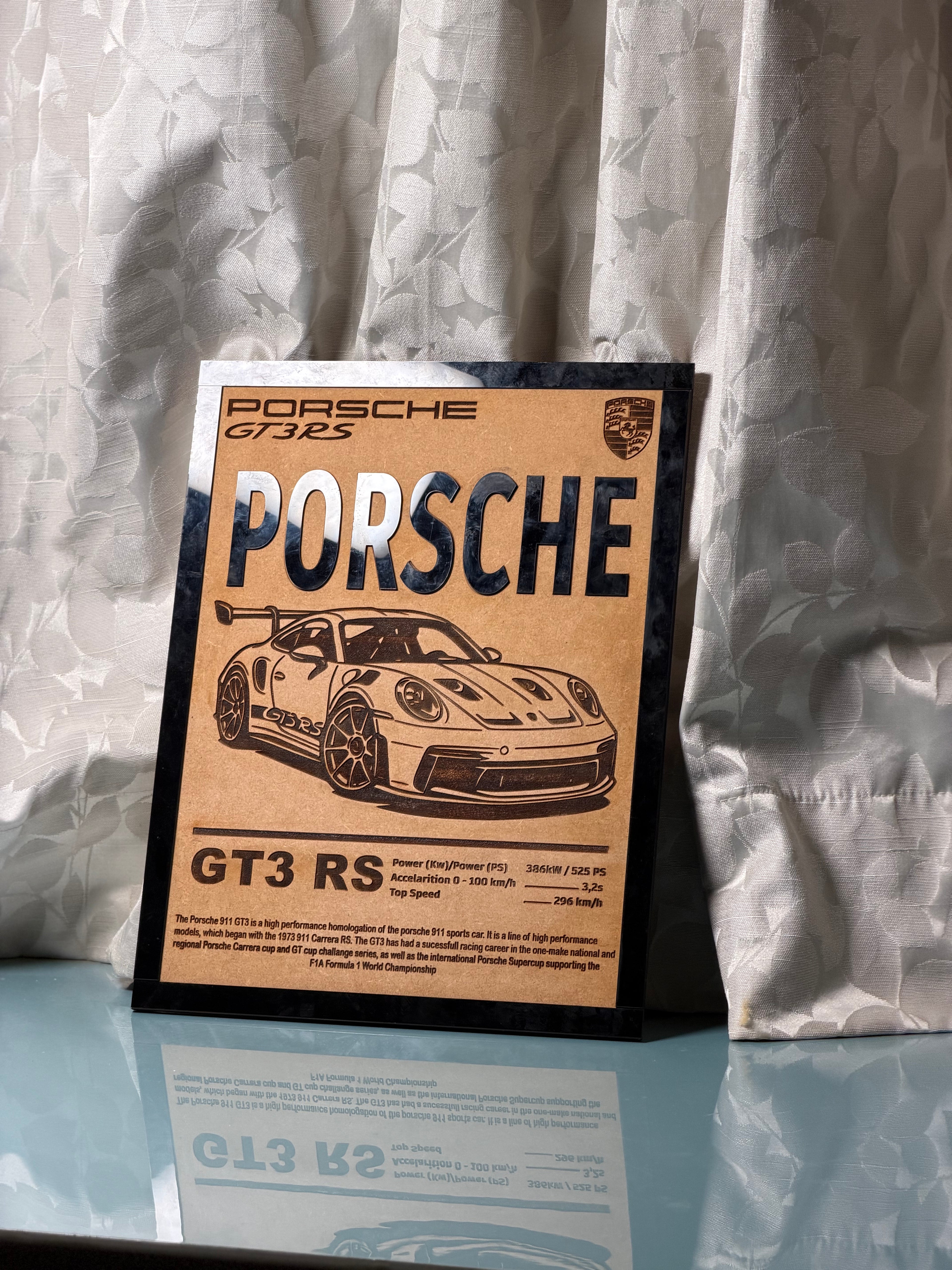 Porsche 911 GT3 RS – Premium Laser Engraved Wooden Art