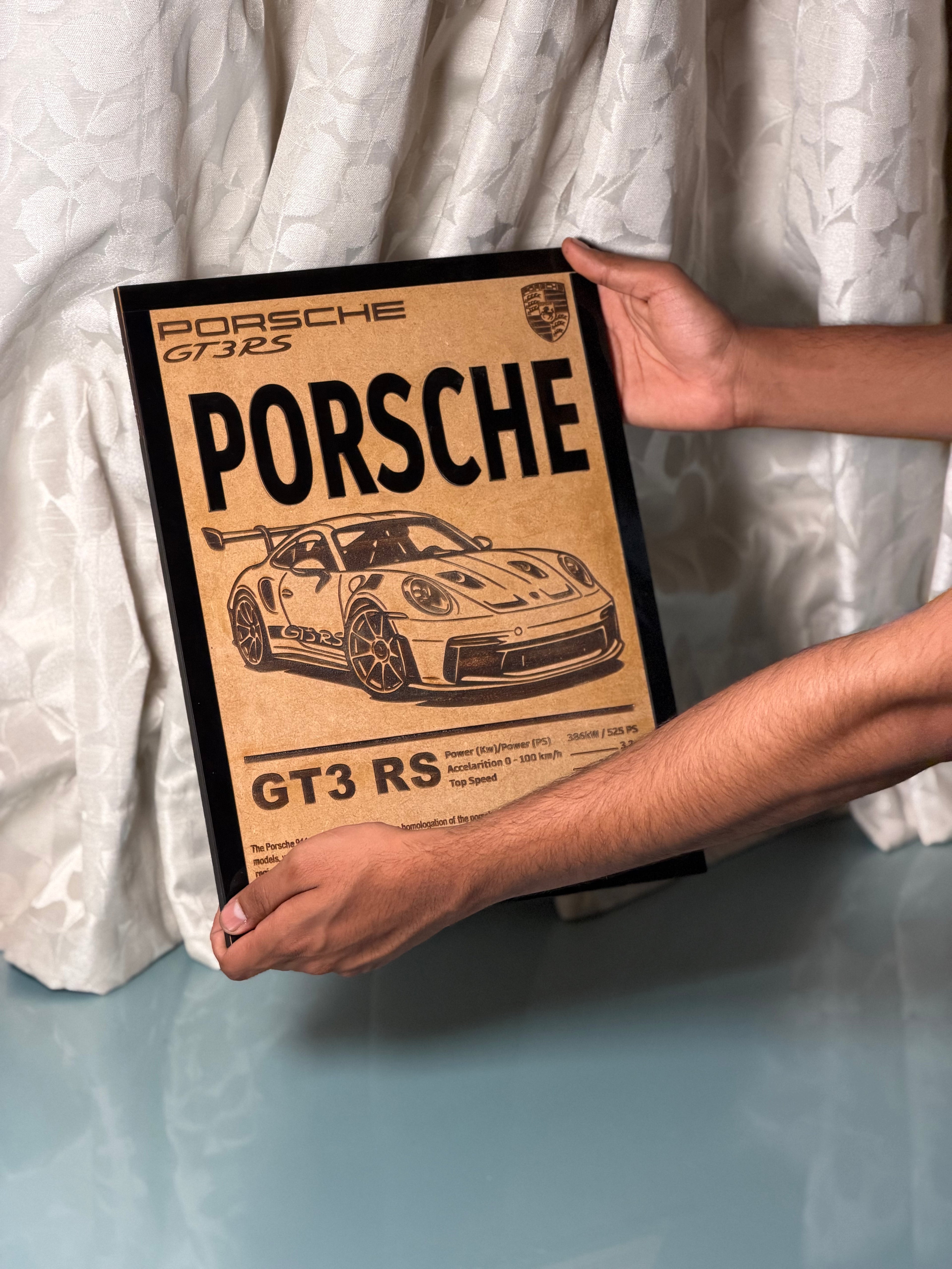 Porsche 911 GT3 RS – Premium Laser Engraved Wooden Art