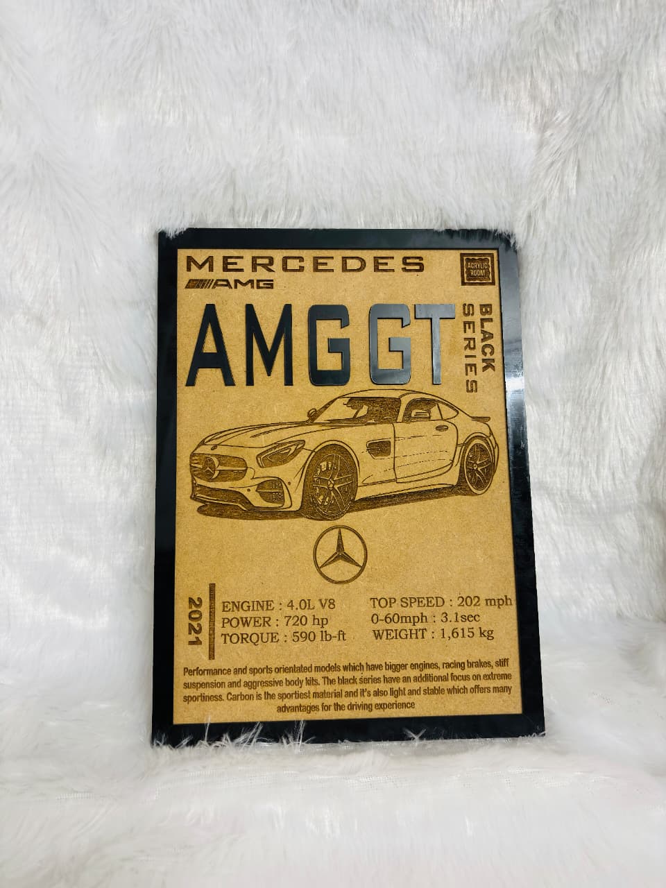 Mercedes-AMG GT Black Series – Premium Laser Engraved Wooden Art