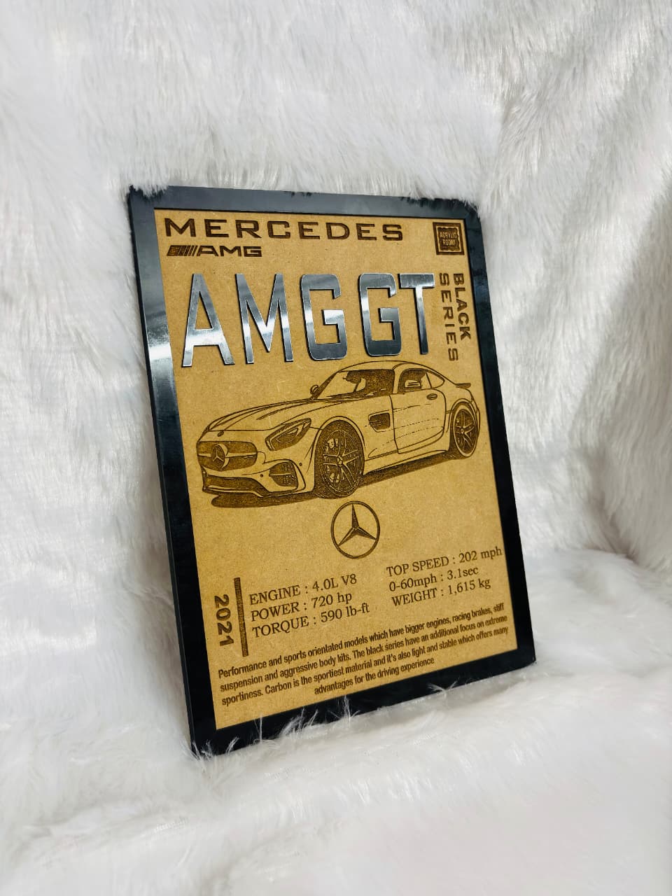 Mercedes-AMG GT Black Series – Premium Laser Engraved Wooden Art